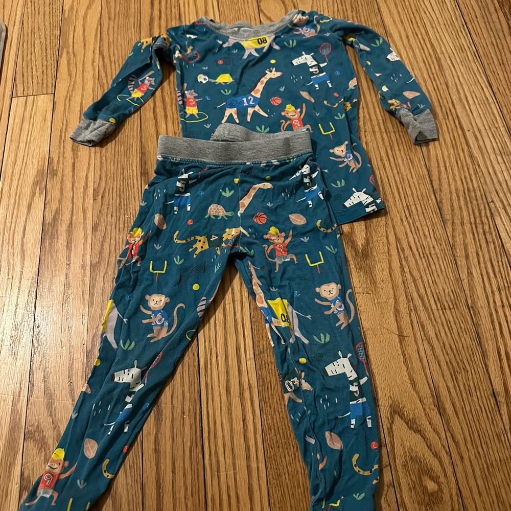 Little Sleepies Bamboo Kids Blue Animal Print Pajamas Circus Zoo Sports